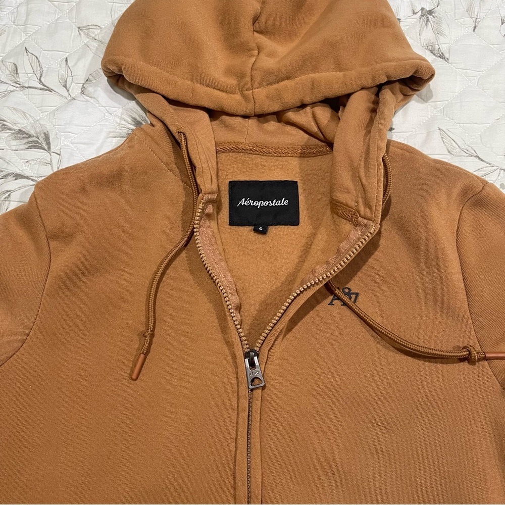 Aeropostale Women's Tan Zip-Up Sweater - Picture 2 of 4